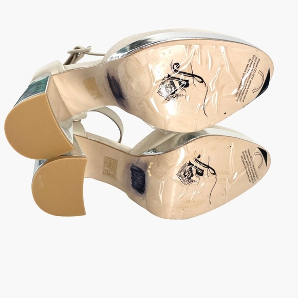 Free People Mix and Mingle Suede Silver Mirror Platform Heels - Picture 8 of 10